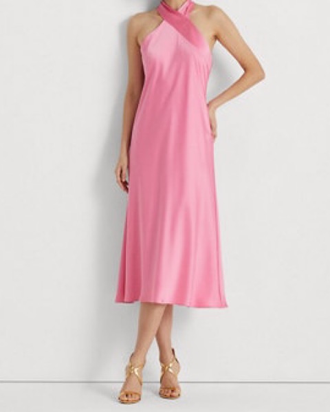 Ralph Lauren Pink Satin Tie-Back Gown by Ralph Lauren - Pickle