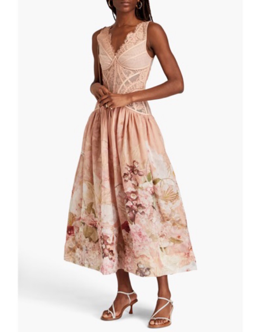 Zimmermann レースフラワープリントキャミソールドレス Zimmermann レースフラワープリントキャミソールドレス
