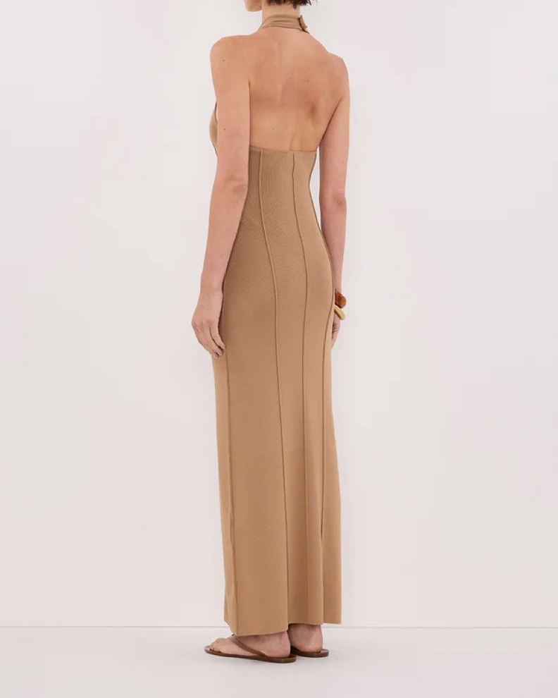 Dissh, Liss Tan Halter Maxi Dress by Dissh - Pickle