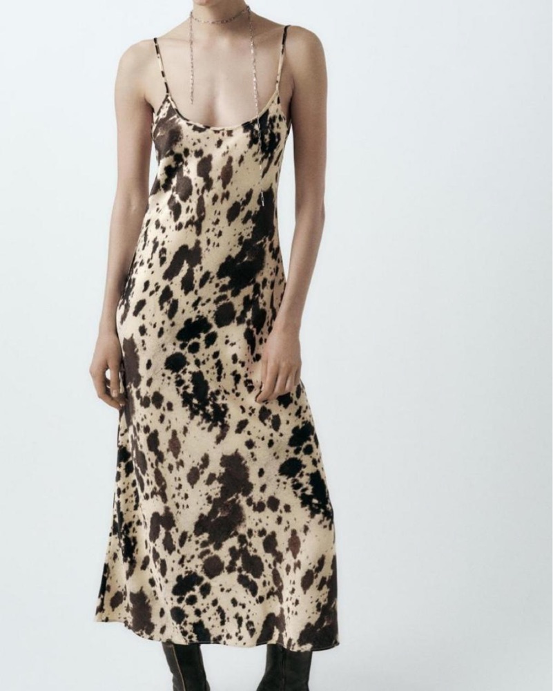 cow print dress Cow Print Cut Out Maxi Dress – Concept Apparel main image 0