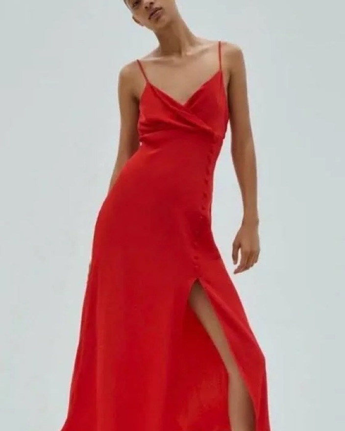 Zara Red Satin Dress by Zara - Pickle