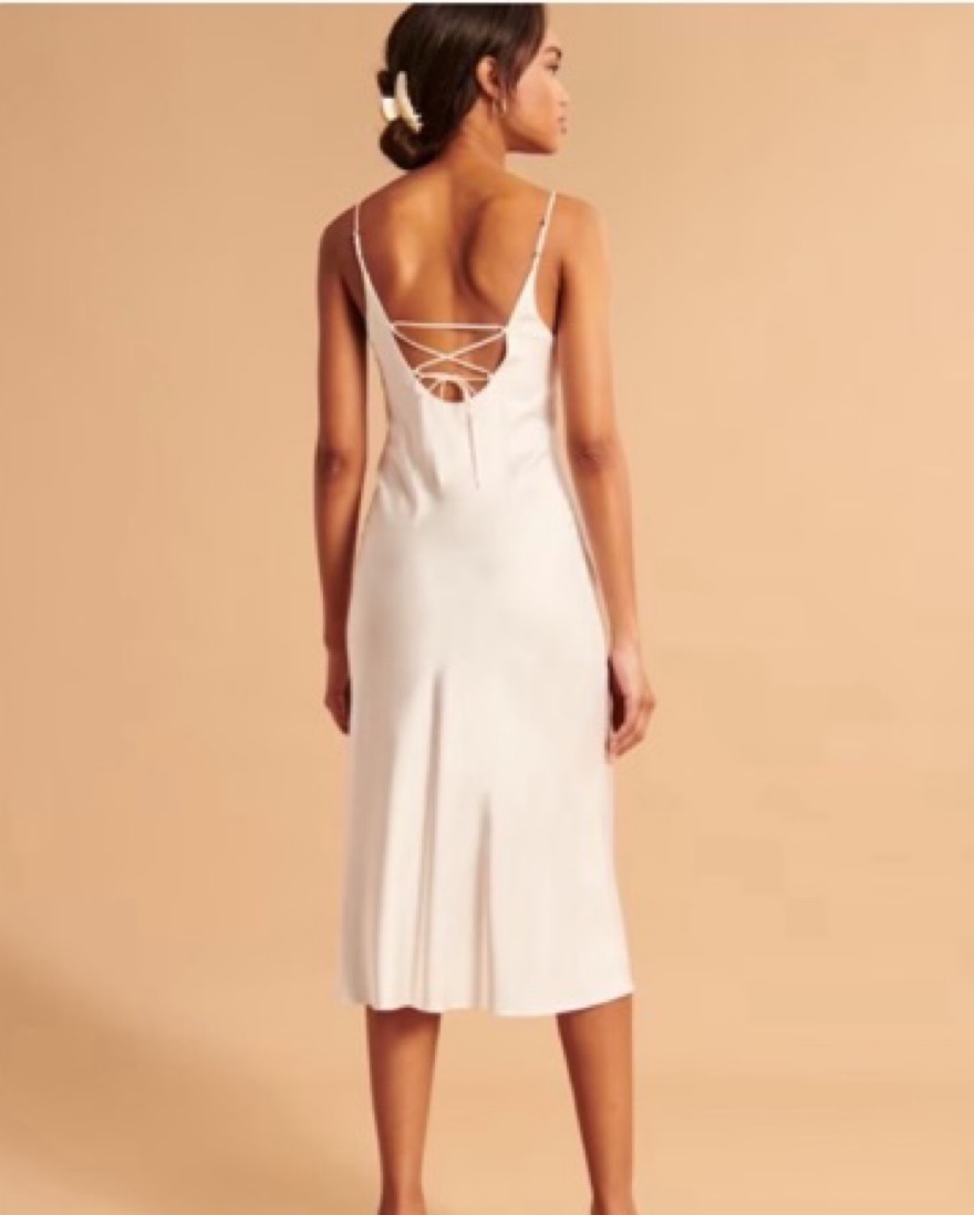 Abercrombie Lace-up Back Slip Midi Dress by Abercrombie and Fitch - Pickle