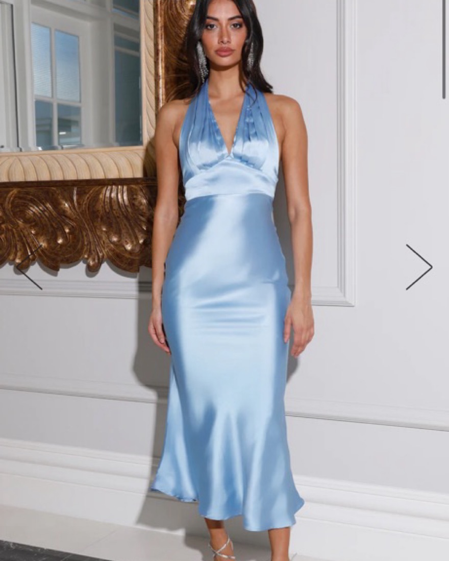 Hello Molly Halter Satin Blue Dress by Hello Molly - Pickle