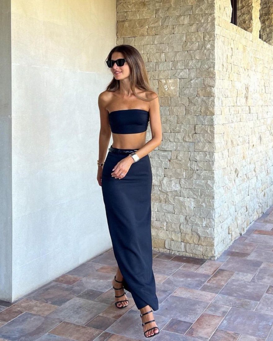 Kookai Malia Crop & Ariel Skirt XS by Kookai - Pickle