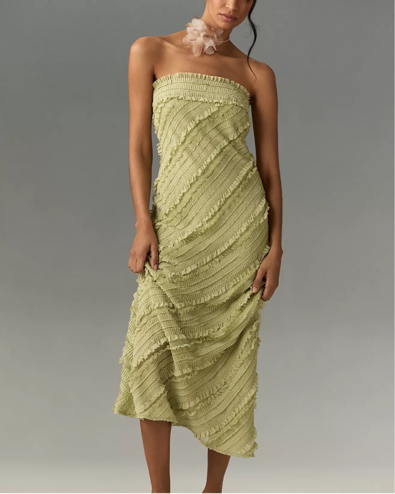 anthropologie strapless pleated column dress By Anthropologie Strapless Pleated Column Dress