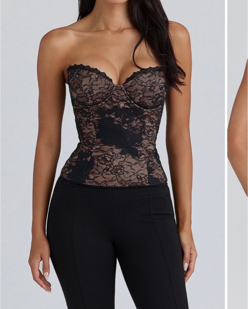 House Of CB Yara Strapless Corset Top by House of CB - Pickle