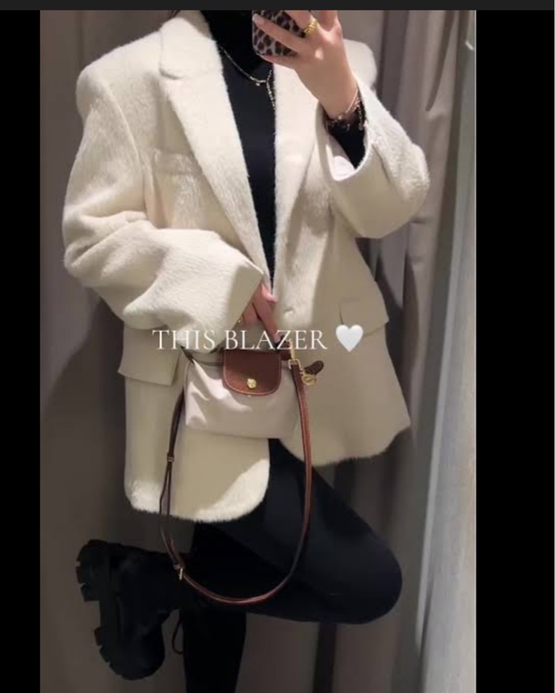 Zara Ivory White Blazer Jacket by Zara - Pickle