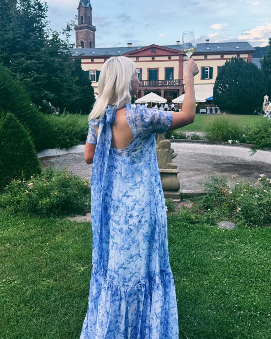残り僅か！【STAUD】CALLUNA DRESS BLUE ROSE Staud + Calluna Gown