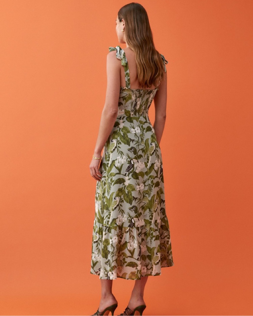 reformation nikita dress green REFORMATION NIKITA MIDI DRESS BOUQUET GREEN EMILIA SIZE 4