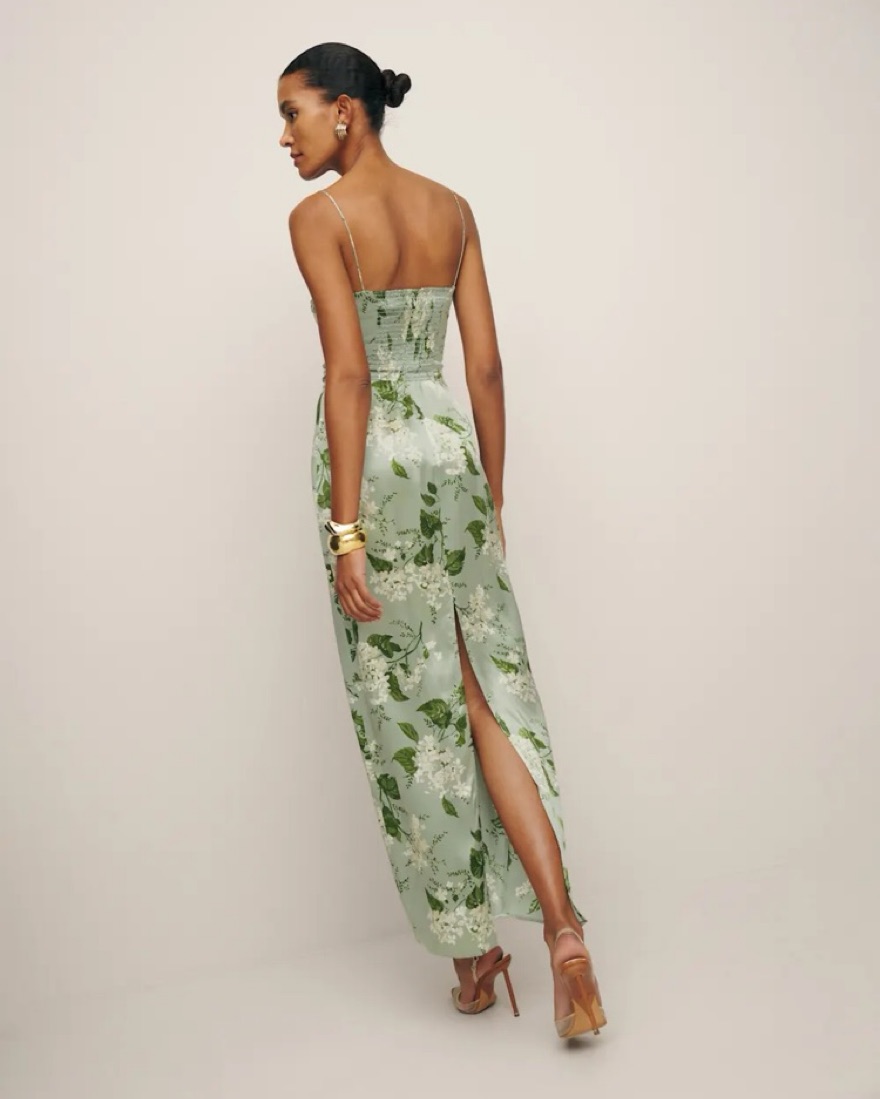 Reformation Green Floral Dress Frankie by Reformation - Pickle