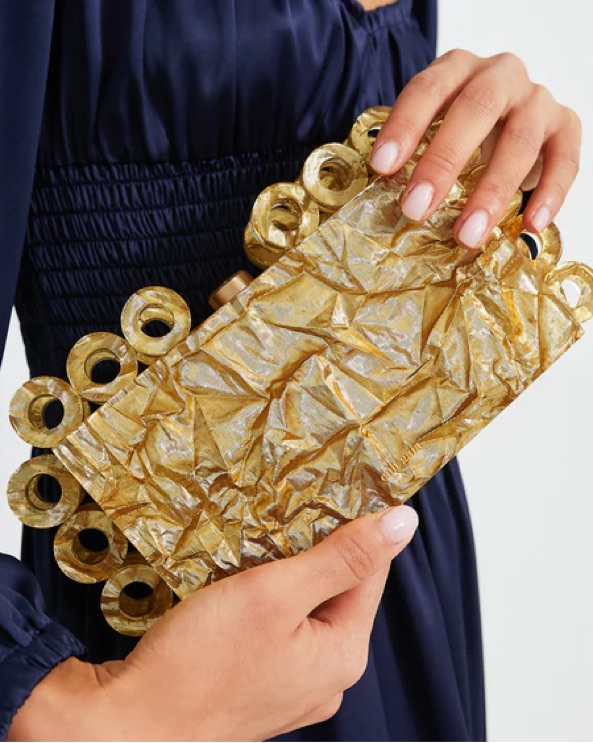 Cult Gaia Harlow Acrylic Clutch Gold by Cult Gaia - Pickle