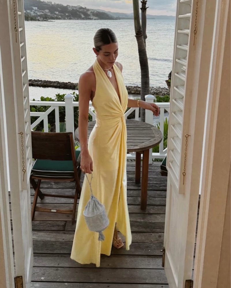 Andres Otalora Yellow Halter Maxi Dress | Yellow Wedding Guest Dress, Miami  Swim Week by Andres Otalora - Pickle
