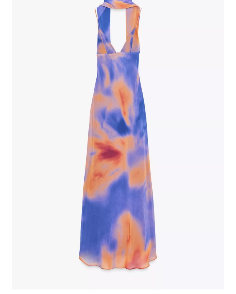 zara tie dye maxi dress Zara Tie-Dye Maxi Dress With Scarf by ZARA