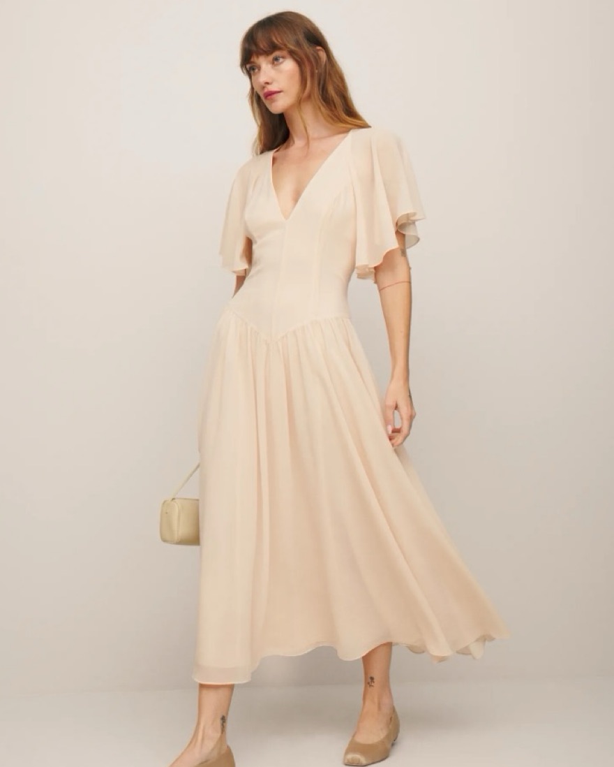 Reformation Odelya Dress (Drop-Waist) by Reformation - Pickle