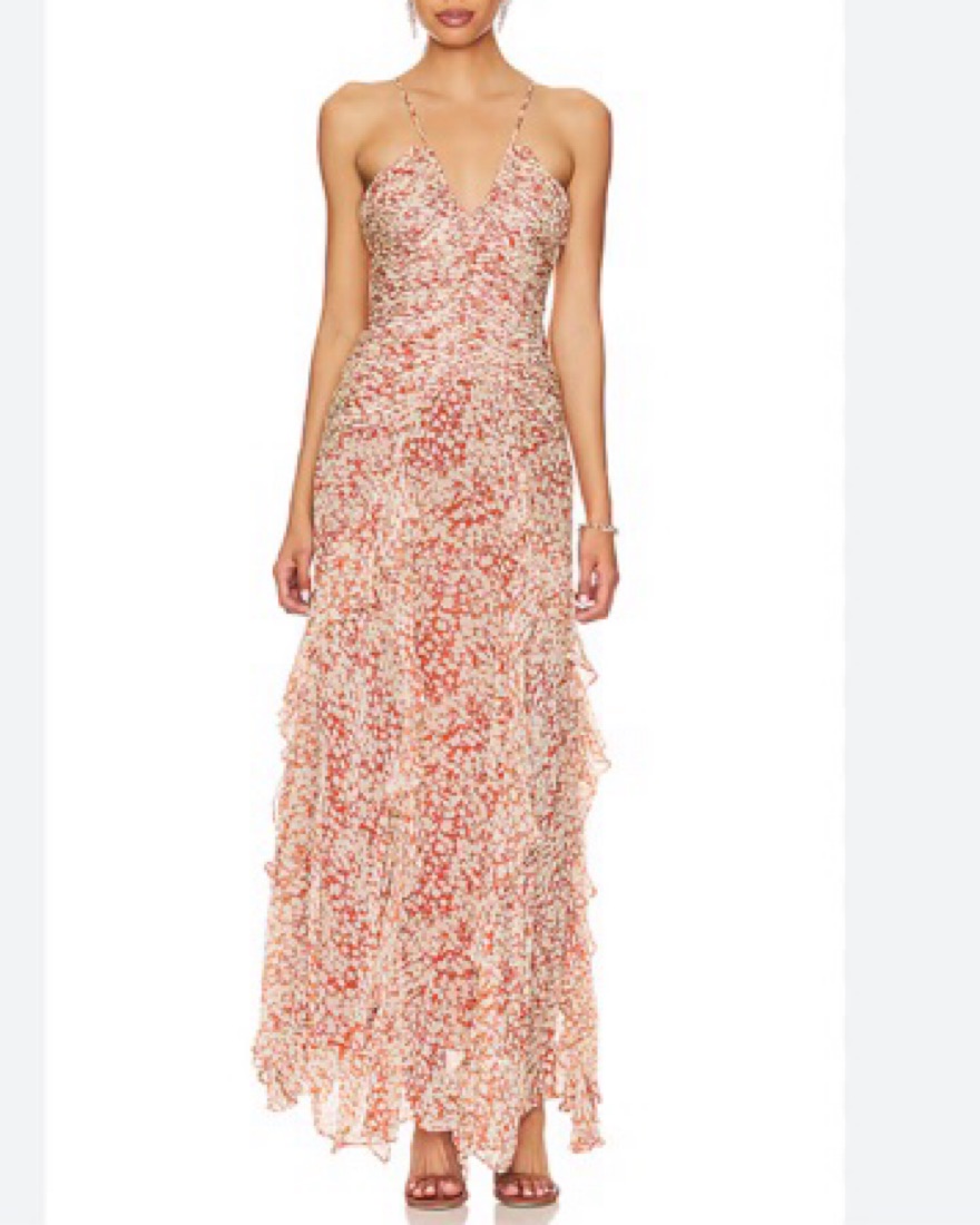 Shona Joy Hala Ruched Frill Maxi Dress i by Shona Joy - Pickle