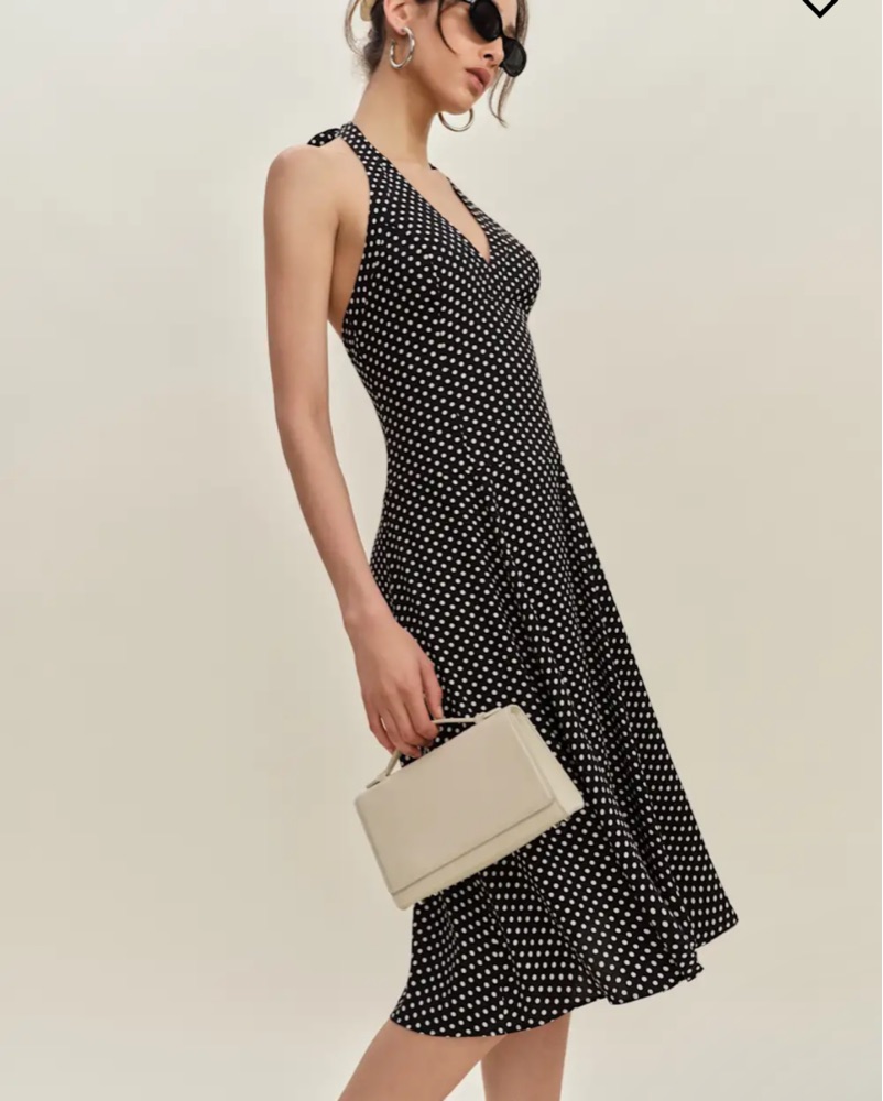 Reformation Polka Dot Halter Midi Dress by Reformation - Pickle