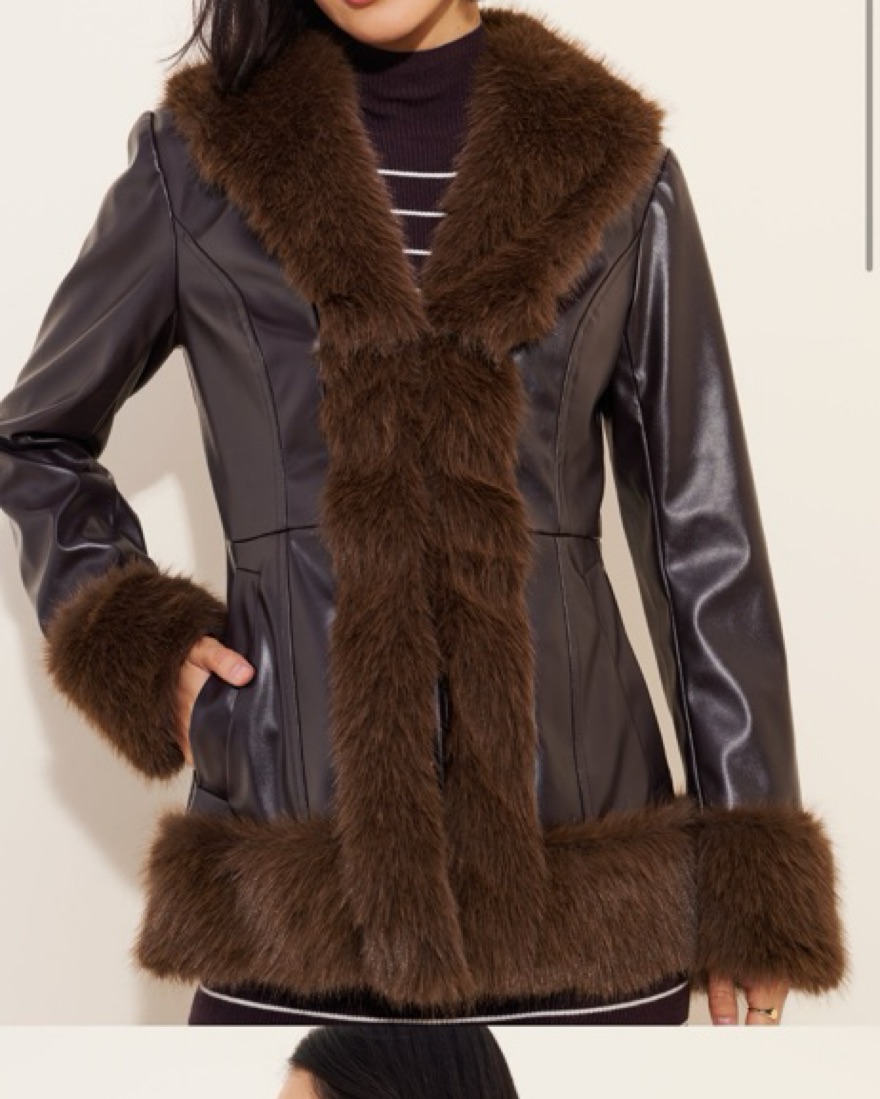 Flat White Faux Fur Leather Jacket by Flat white | Pickle