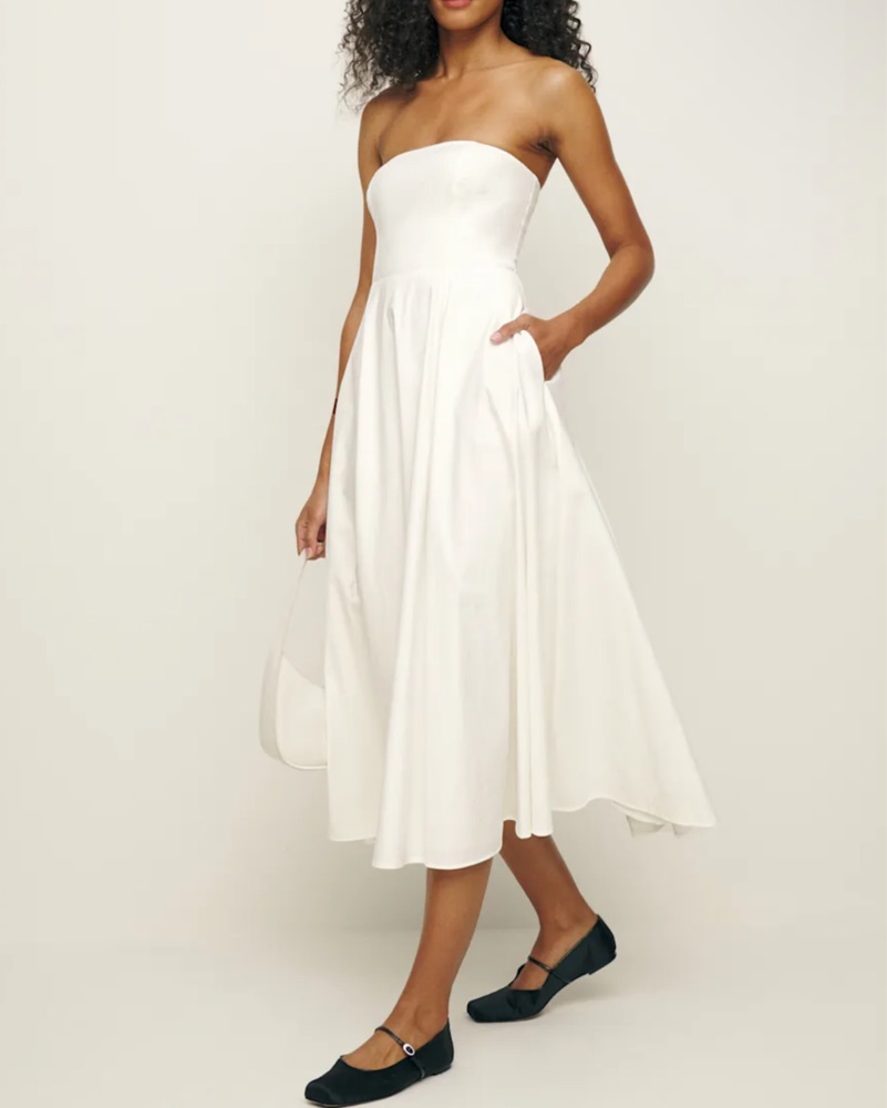 Reformation Chic Strapless Midi Dress by Reformation - Pickle
