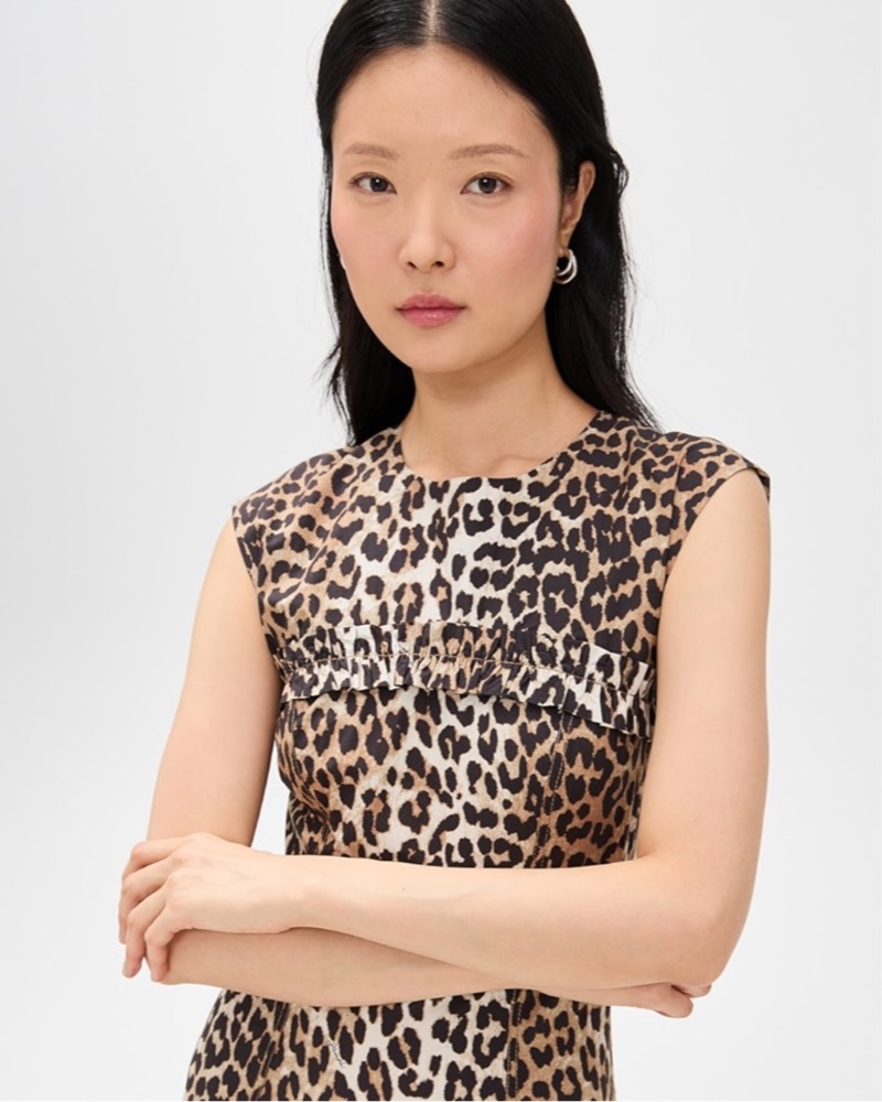 【送料&関税込】Ganni Leopard Corset Mini Dress Brown & Black Printed Cotton Corset Minidress by GANNI on Sale
