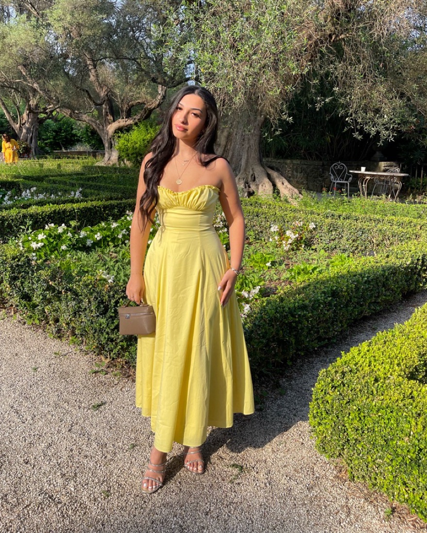 house of cb yellow dress Clothing : Mini Dresses : 'Imani' Buttercup Vintage Floral Print Pleated  Mini Dress
