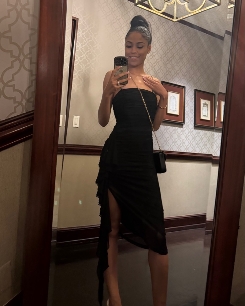 Sleek Black Ruffle Midi Dress by Fashion Nova - Pickle