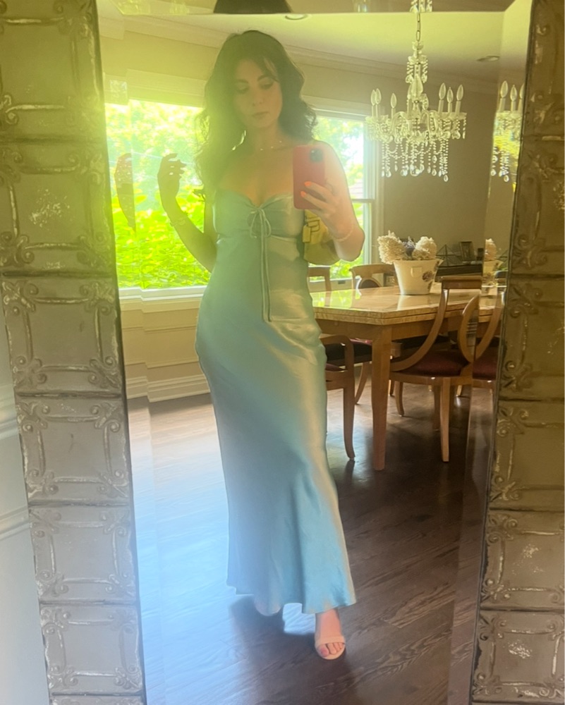 maxi linen wrap dress Pastel blue maxi wrap linen dress S / Lavender