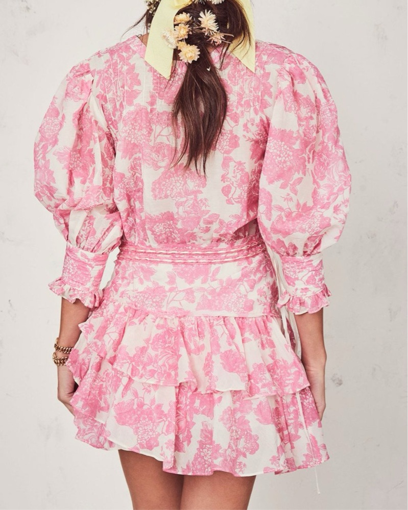 Love Shack Fancy Lorelei Pink Mini Dress by LoveShackFancy - Pickle