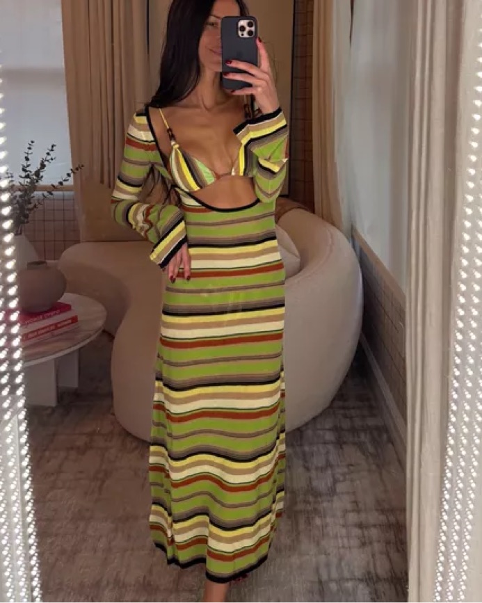 sir green stripe dress Leilana Mini Dress | The Borrowed Collective main image 1