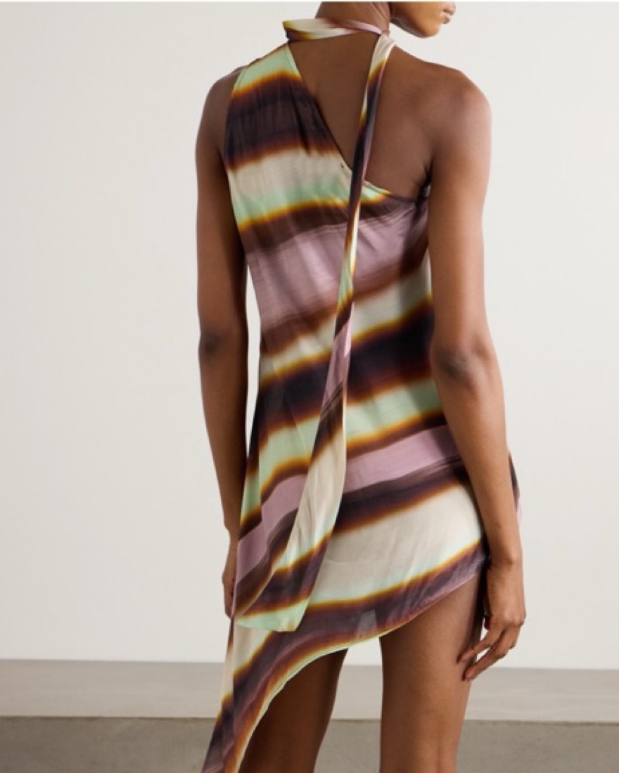 asymmetric striped dress Blue Striped One Shoulder Dress main image 1