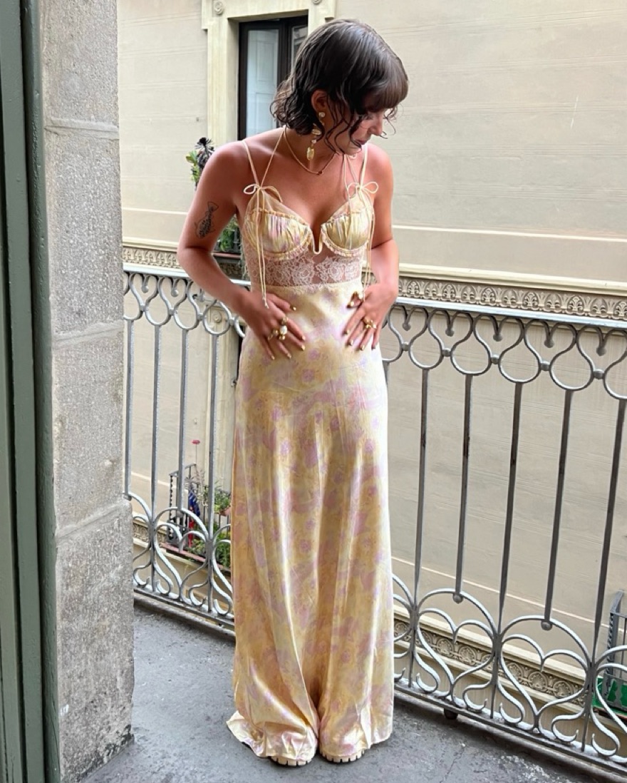 New color] [lemon / powder mint]Full Of Love Long Dress