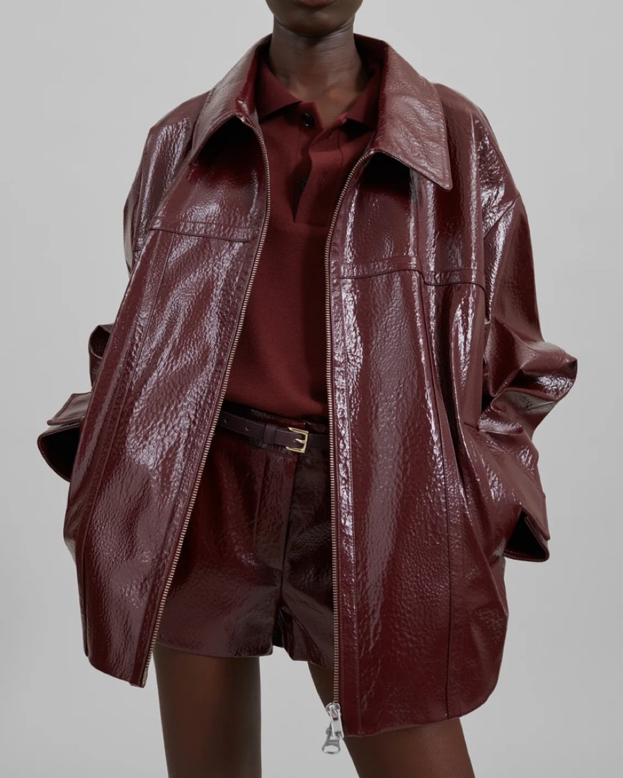 Burgundy Oversized Leather Jacket | Pickle