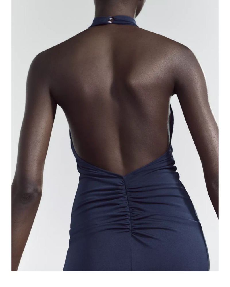 Elegant Navy Halter Maxi Dress Zara by Zara - Pickle