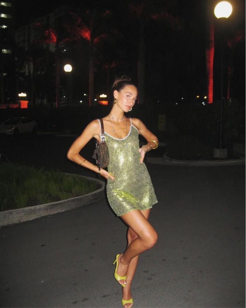 handover green dress Off-the-Shoulder Long Glitter Prom Dress with Gloves Fuchsia / 4 main image 0