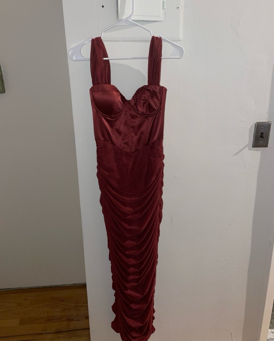oh polly red maxi dress Embellished Halter Neck Ruffle Maxi Dress in Red - 10