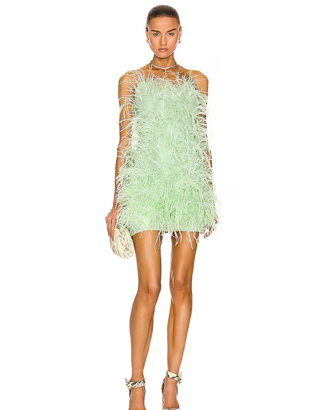 Cult Gaia Feather Mini Dress by Cult Gaia - Pickle