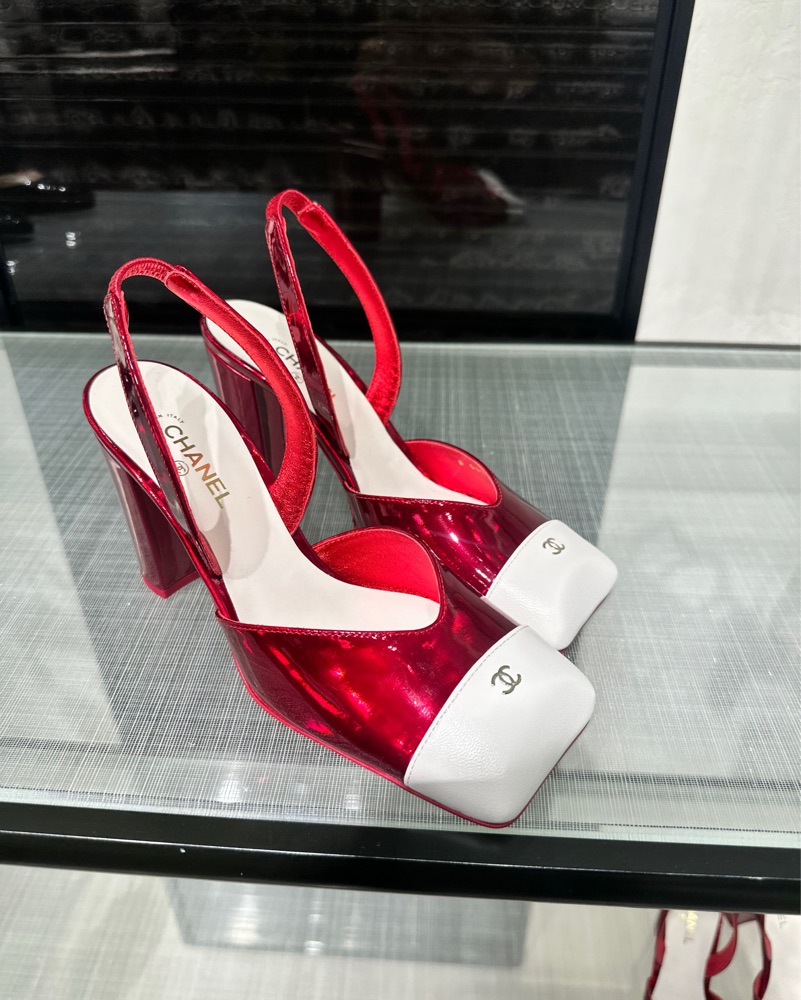 CHANEL Vintage バレエシューズ 37 黒/白/赤 Rent Chanel Shoes - Pickle