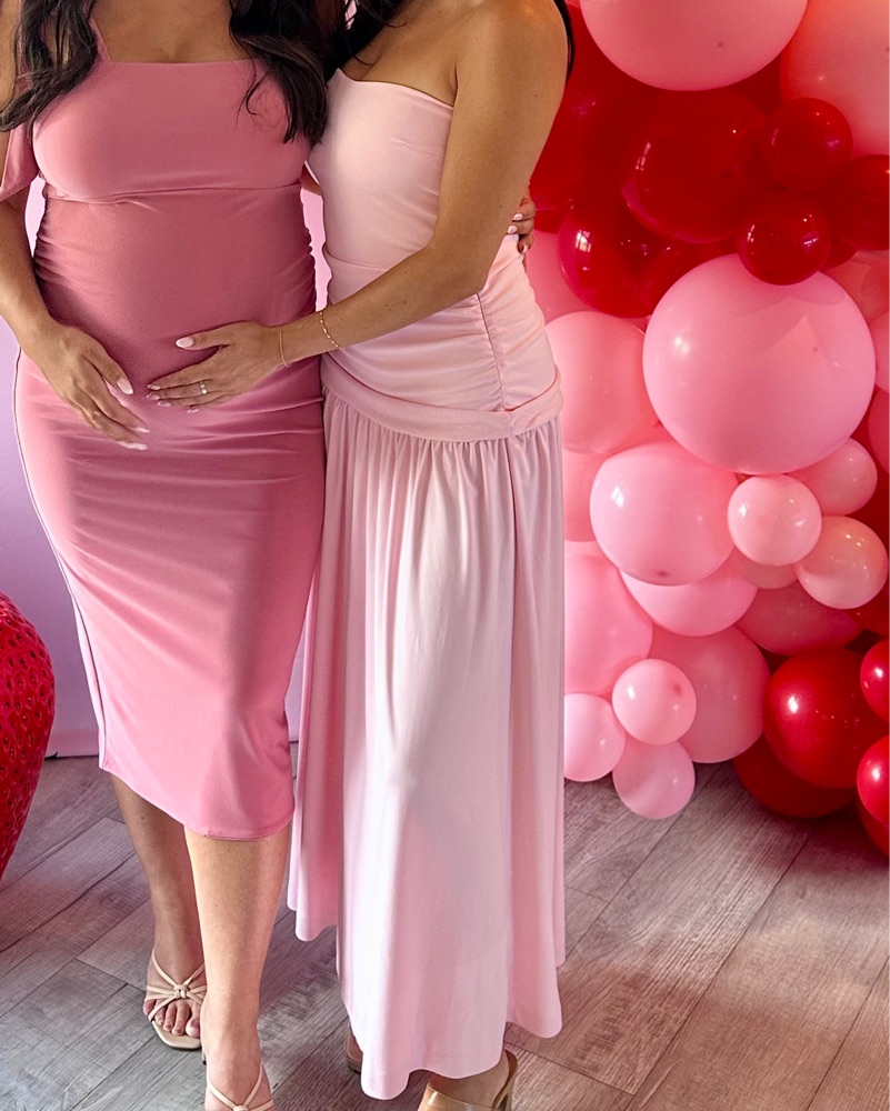 Pastel Pink Zara Ruched Strapless Maxi | Pickle