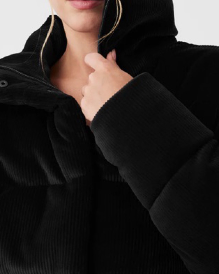 Alo Ribbed Velour Puffer Coat by Alo Yoga - Pickle