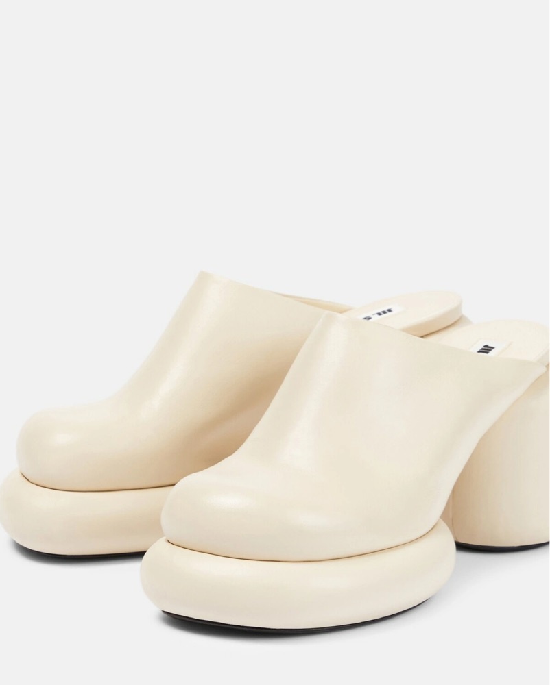 Jil Sander Neutral Leather Mules | Pickle