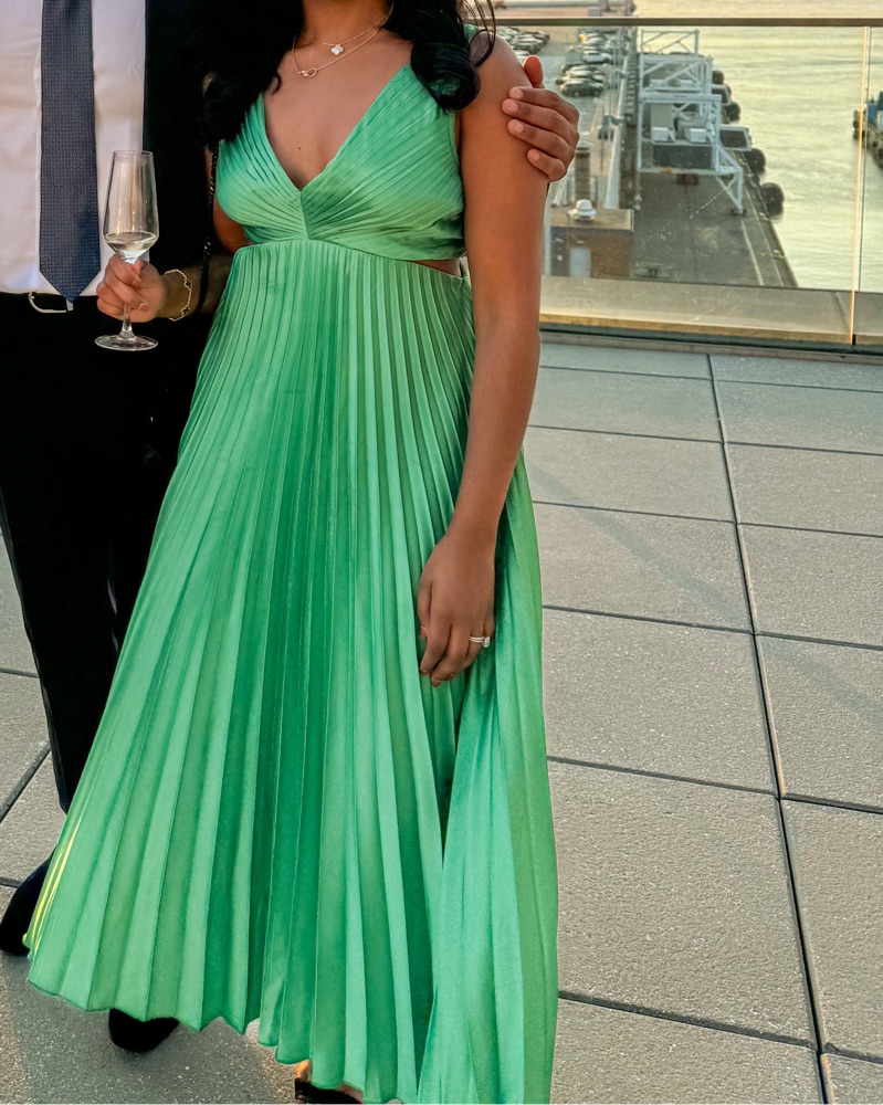 bright green pleated dress AOMEI Women's Green Asymmetrical V Neck Half Sleeve with Bow Tie Pleated  Midi Summer Dress (Small,Green) at Amazon Women's Clothing store