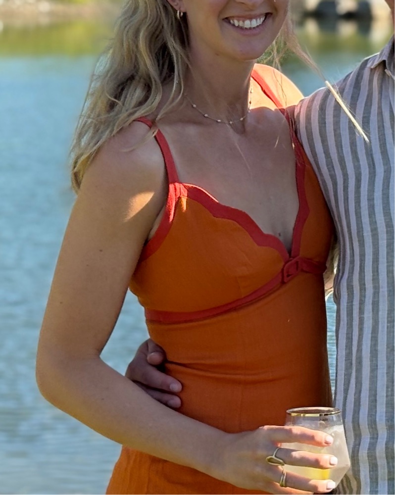 reformation orange linen dress Reformation Sarah Orange Linen Dress by Reformation