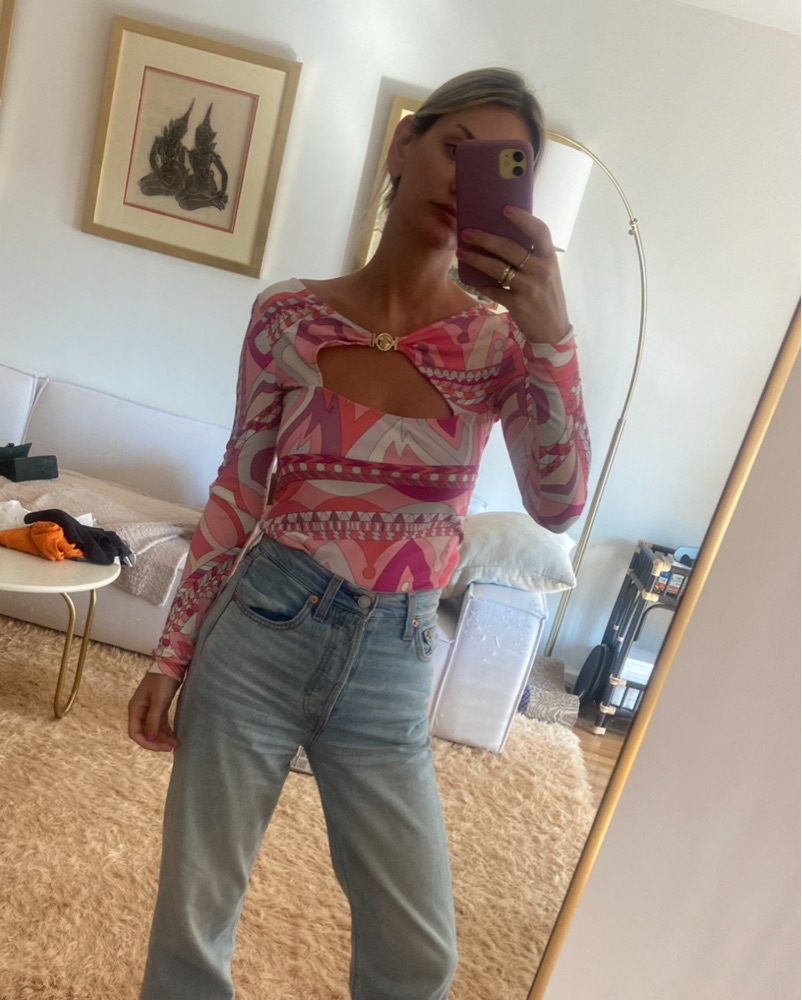 Emilio Pucci Printed Scoop Neck Blouse by Pucci - Pickle