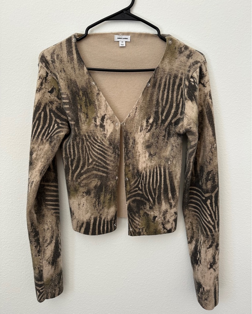 Jaded Animal Patterned Cardigan by Jaded London - Pickle