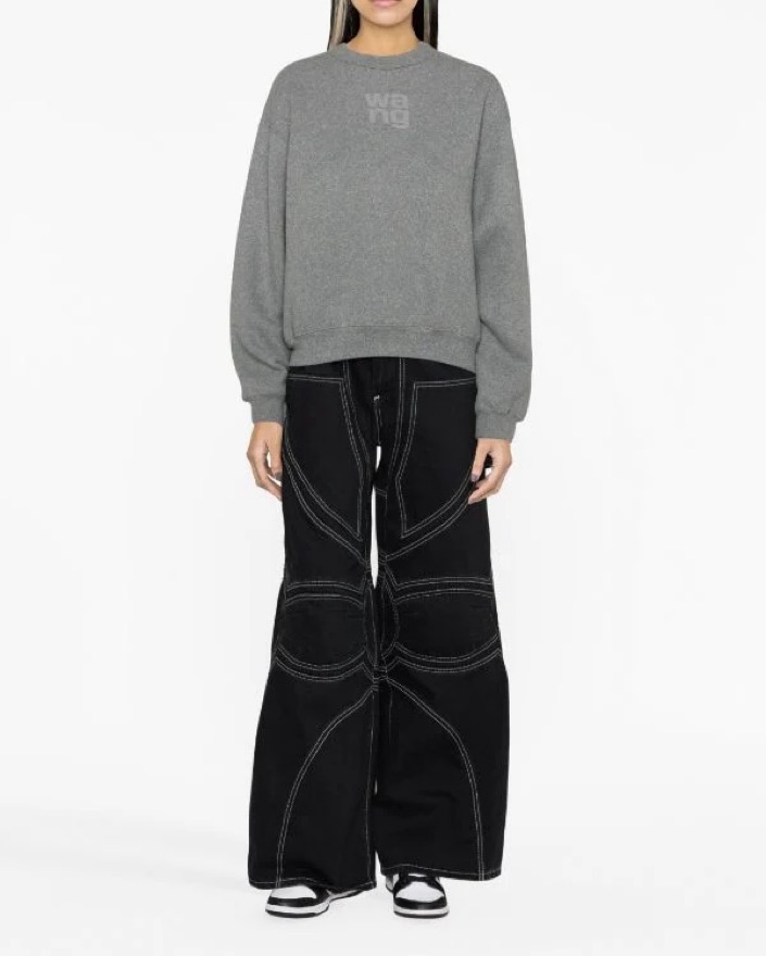 美品 ALEXANDER WANG Logo Sweat Set Up Alexander Wang logo-print Cotton Sweatshirt | Grey | FARFETCH