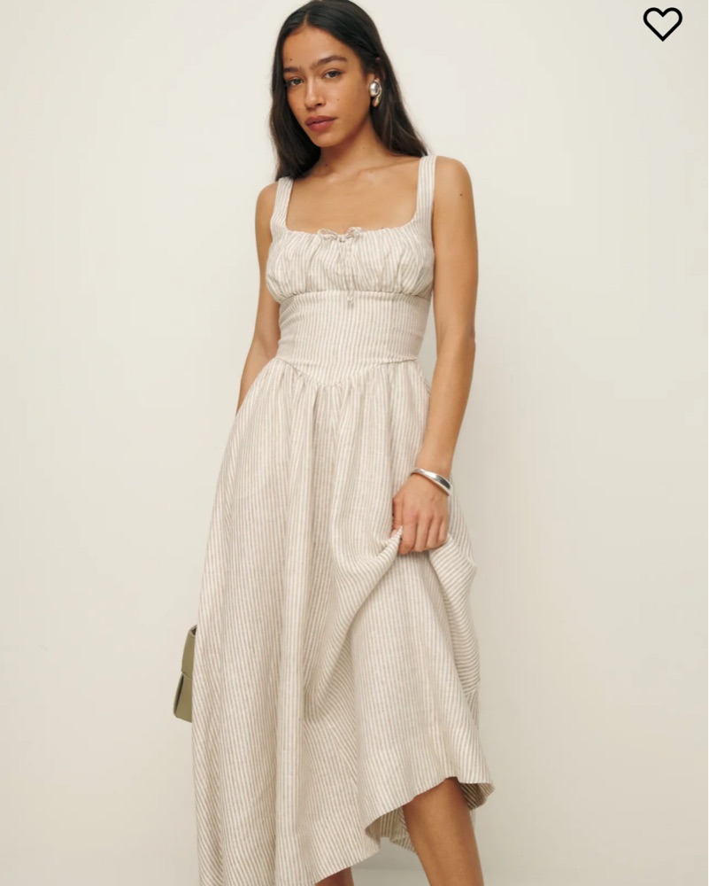 Reformation Balia Linen Midi Dress リネン ワンピース Reformation Balia Linen Midi Dress | Anthropologie