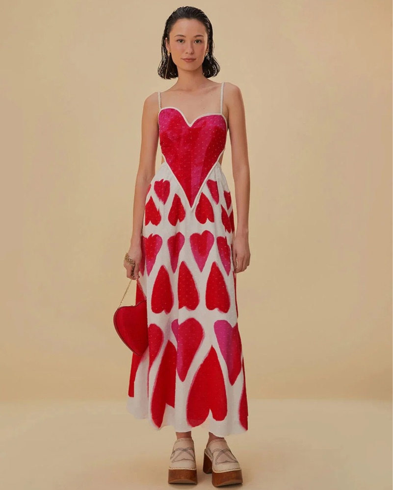 farm rio sequin heart dress FARM Rio Hearts Sequin Midi Dress, Hearts / XL