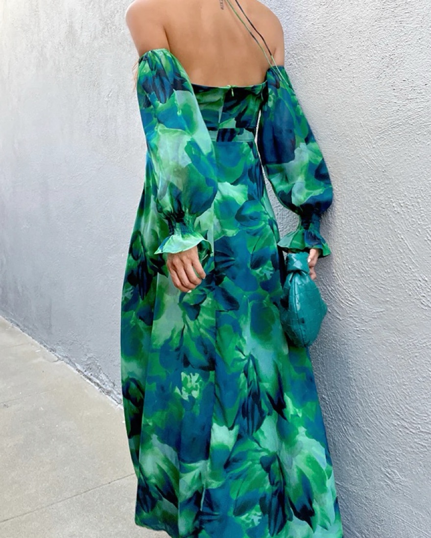 green satin slip dress maxi Susana Monaco Satin Slip Dress in Green