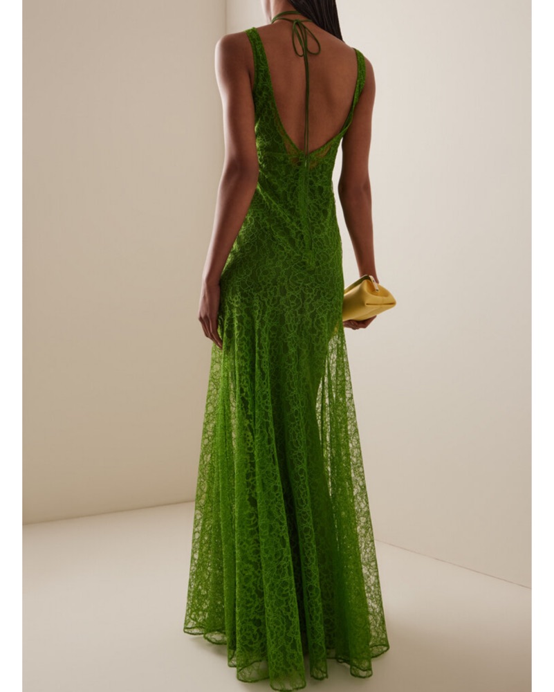 De la Vali Green Lace Maxi Dress by De La Vali - Pickle