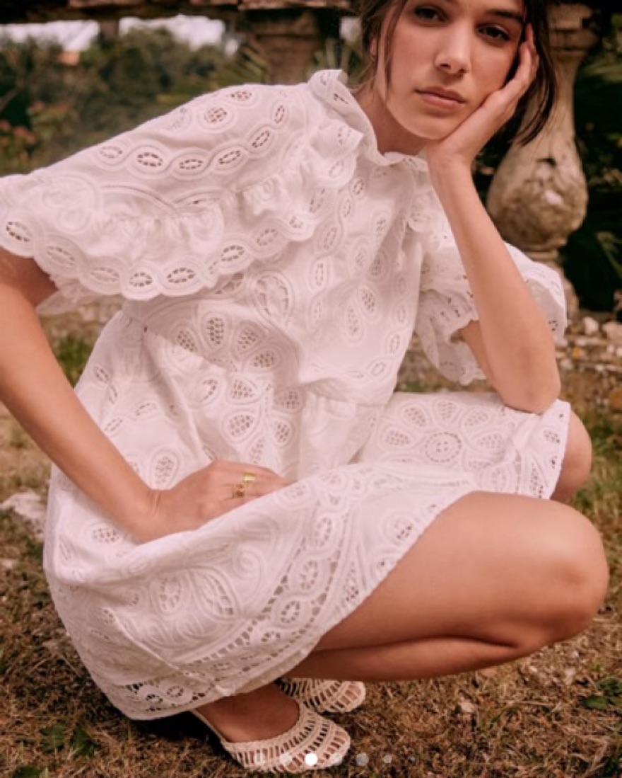 Sezane（フランス）パオラ ドレス Sezane Paola Blouse Top – White Chocolate Couture