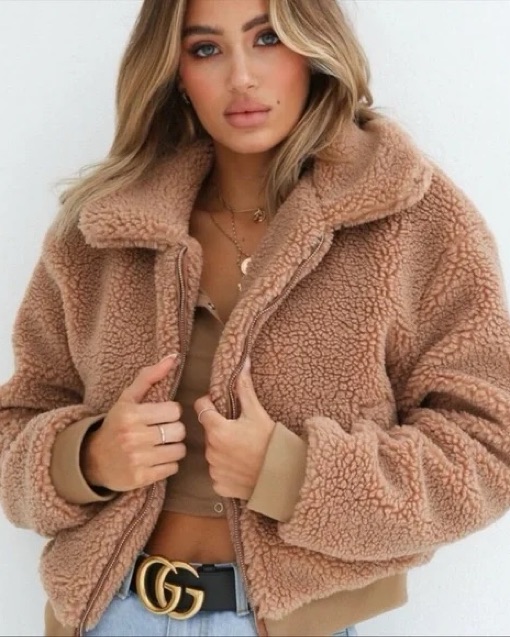 Tiger Mist Teddy Cozy Faux Fur Jacket by Tiger Mist - Pickle